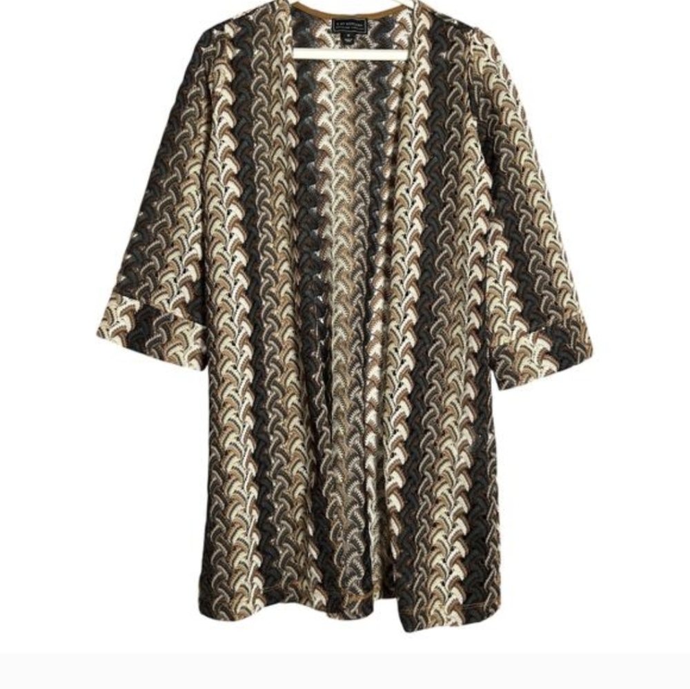 NWT G by Giuliana -black Label- Crochet Knit Multi-colored Topper Blouse